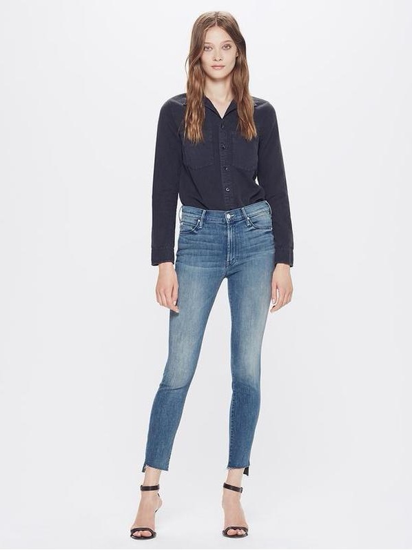 Mother ($390) The Stunner Zip Ankle Fray Jeans Sz 30 High Rise Skinny Crop Denim